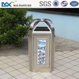 public bin with composite wood ,stainless square can ,waste bin for room/office/home